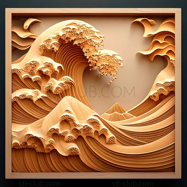 3D model great wave (STL)